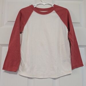 Garanimals White Body with Dusty Red Raglan Long Sleeve Tee  Size 5T